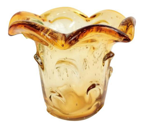 Vaso De Murano Âmbar Gotas 15x15x15cm Decoração