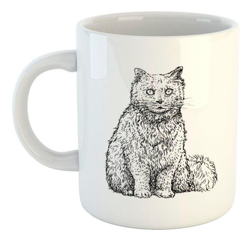 Taza De Ceramica Gato Persa Ilustracion