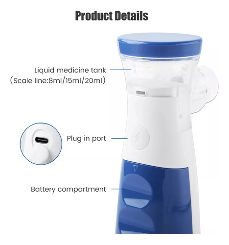 Nebulizador inalámbrico ultrasónico Mesh Nebulizador Mesch ultra vapor blanco 127V