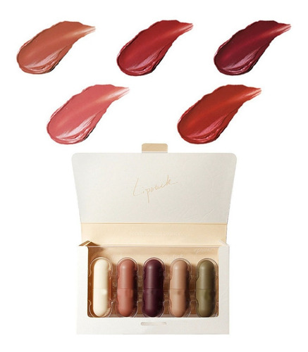 Lápiz Labial Set 5 Color De Efecto Duradero Textura Mate
