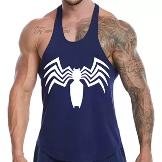Playera Olimpica Deportiva Tank Top Gym Spider Blue Oh01