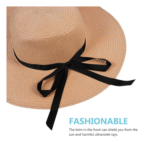 Sombrero Plegable Con Lazo De Paja Para Mujer, 1 Unidad, Som