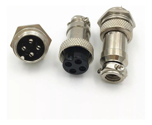 5pz Conector De Aviación 4 Pines Gx16-4 Macho Hembra