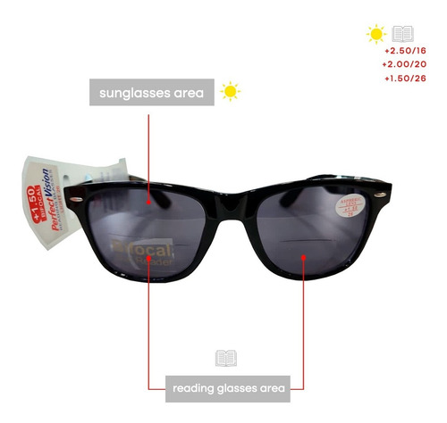 Imagen 8 de 10 de Lentes Bifocal Blk/smk Sun Rdr