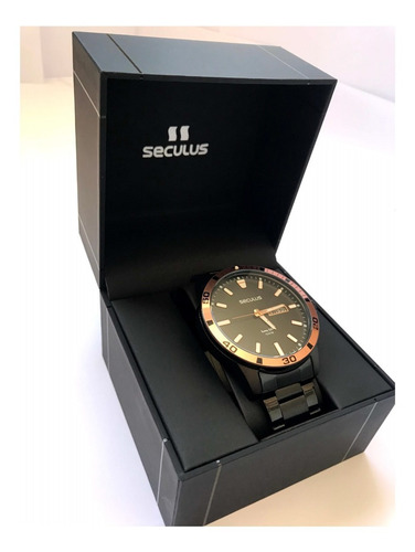 Relogio Masculino Preto Premium Seculus Linha Long Life Top