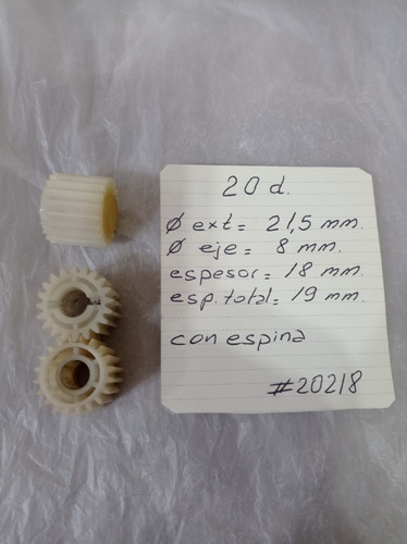 Engranaje Plástico 20 Dientes. #20218