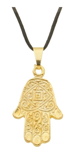 Colar Hamsa Desenhada 20mm Cordão Amuleto Proteção