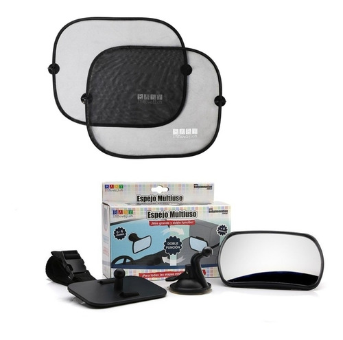 Kit Espejo Multiuso Para Observar Bebé + Parasol Para Auto