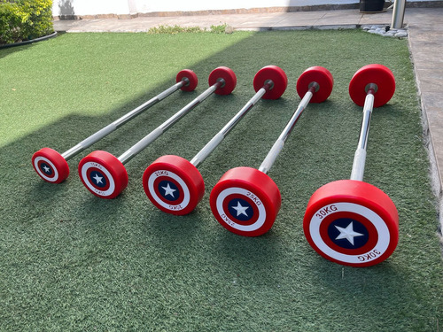 Set 5 Barras Rectas De Capitán América 10, 15, 20, 25 Y 30kg
