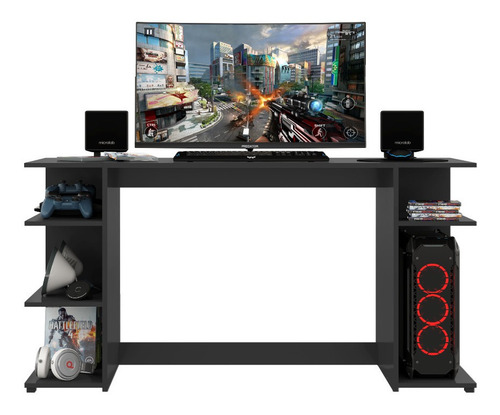 Imagen 2 de 6 de Escritorio Gamer Mesa De Computo En Madera Negro