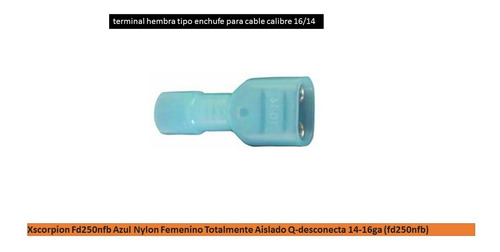 Terminal Enchufe Aislada Para Cable Cal. 16/14 Azul Fd250nfb