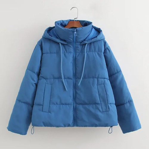 Chaqueta Corta Acolchada De Algodón Con Capucha Para Mujer