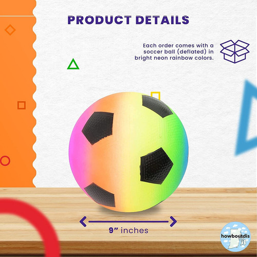 Bola De Fútbol Inflable Arco Iris De 9 Pulgadas Para Niños -