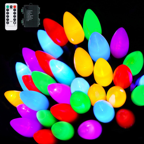 C3 Bulbs Battery Christmas String Lights With Timer - 60 Le.