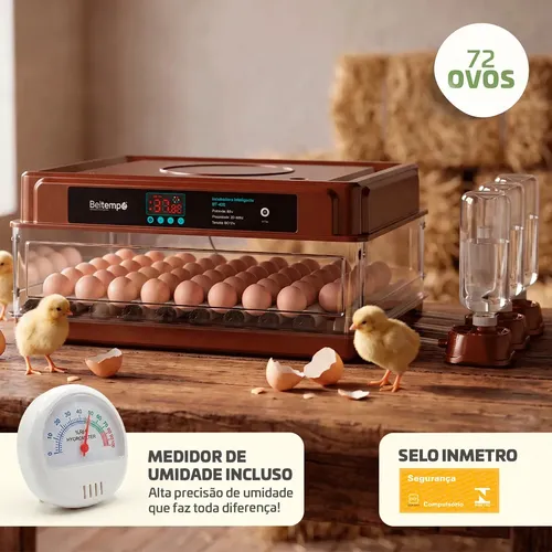 Chocadeira Automática 72 Ovos Com Medidor De Umidade Lavável Bivo...