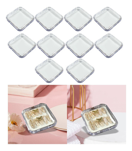 A Caja De Almacenamiento De Uñas Acrílica De 10 Piezas Claro