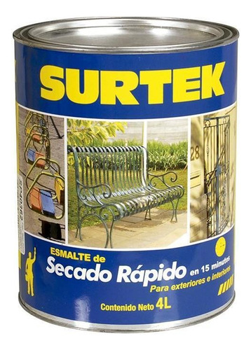 Esmalte De Secado Rápido Negro 4lt Surtek Sp40399