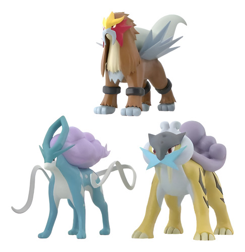 Pokemon Scale World Bandai Entei Suicune Raikou Caes Lenda