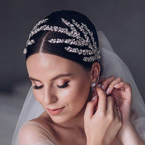 Diadema De Boda Con Diamantes De Imitación Plateada Para