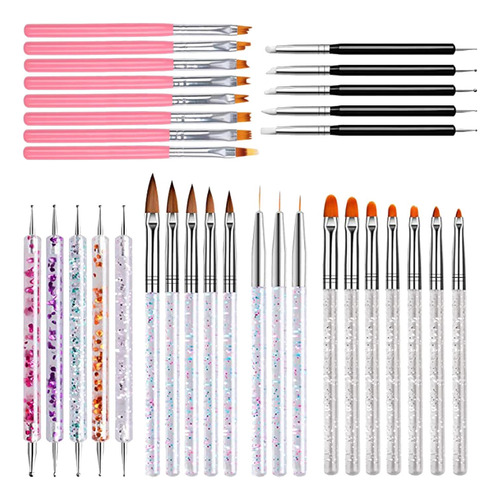 33x Nail Art Brushes Set, Nail Art Liner Brush Nail Art Rosa