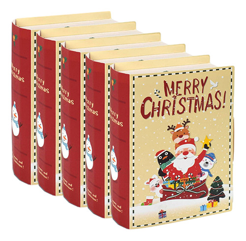 5 Cajas De Caramelos Navideños Con Forma De Libro Para Envol