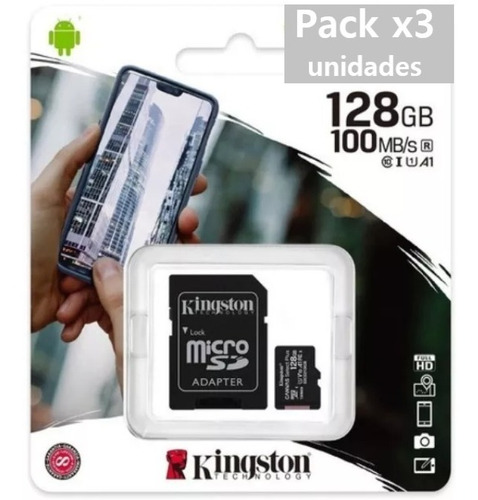 Imagen 2 de 8 de Pack X3 Memoria 128gb Kingston Canvas Select Plus Original