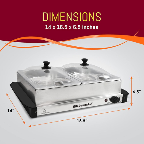 Elite Gourmet Ewm-6122 Dual 2 X 2.5 Qt. Bandejas, Servidor B