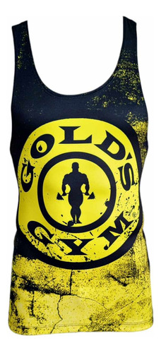 Camiseta Olimpica Modelo Golds Gym Negro/amarillo