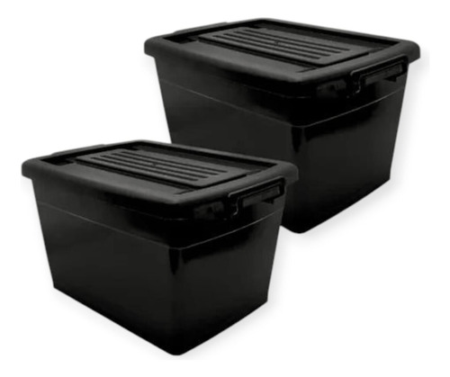 Caja Organizadora 70l Plástica C/rueda Apilable Baúl Gde. X2 Negro Caja Organizadora 70l