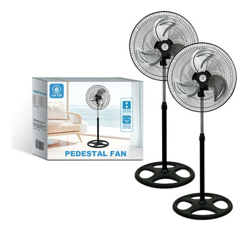 Ventilador De Pedestal Pie Kit 2 Unidades Metálico Negro