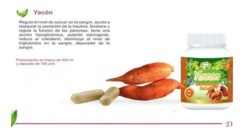 Imagen 1 de 1 de Yacon Antidiabético Natural Plus 100 Cápsulas 500mg