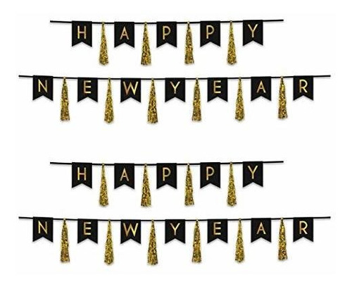 Beistle - Banners Con Borlas De Feliz Año Nuevo, 2 Piezas, D