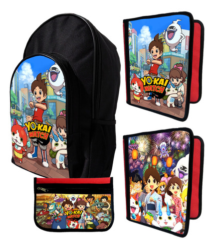 Mochila +2 Carpetas+ Cartu De Yo Kai Watch #232