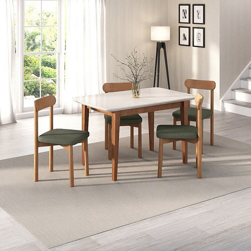 Kit Mesa De Jantar Tangará 130cm E 4 Cadeiras Pitanga Bewt