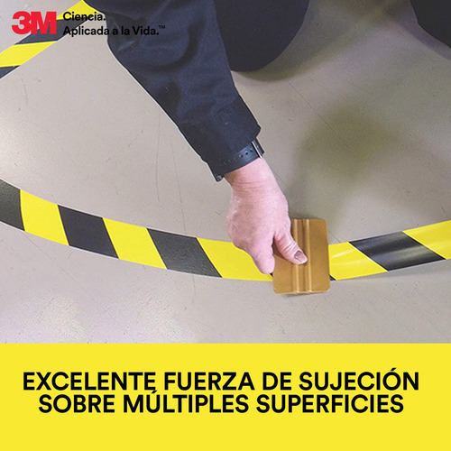Imagen 6 de 7 de Cinta Tira De Seguridad 3m 5702 Negro/amarillo 50,8mm X 32m