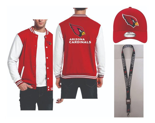 Chamarra Los Arizona Cardinals Gorra Bordada Y Portagafete