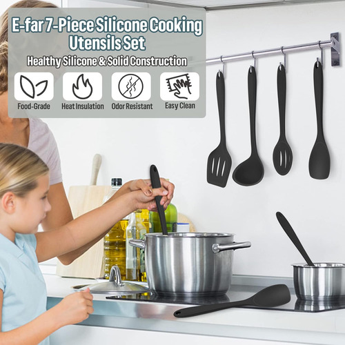 Juego De Utensilios De Cocina De Silicona Con Soporte Para C