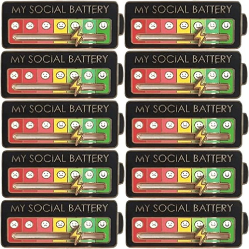 Broche Esmaltado Negro P My Social Battery 7 Moods, 10 Unida