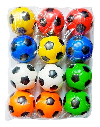 Pack De 12 Pelotas Diseño Futbol Suave Colores Surt Grandes 