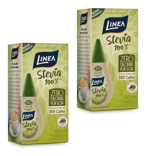 Adoçante Dietético Linea 100% Stevia Sem Glúten 60ml  2 Unid