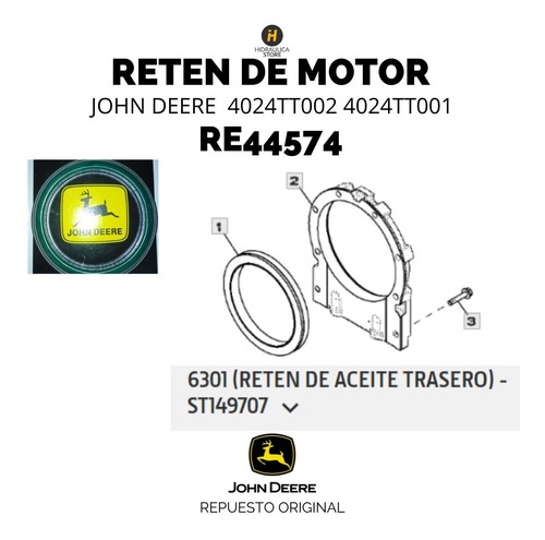 Imagen 2 de 4 de Re44574 Reten Trasero Motor John Deere 4024tt002 4024tt001