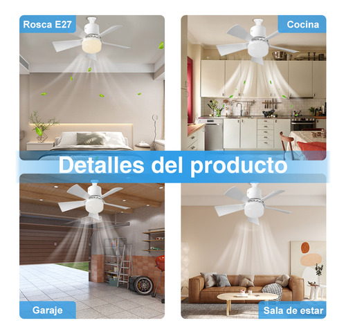 Foco con Ventilador 30w Foco Ventilador Techo 42cm Led con Control Remoto Temporizador 3 Temperaturas de Color Brillo Ajustable E27 Lamparas para Sala Fanlamp
