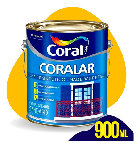 Tinta Esmalte Coral Brilhante Para Madeira E Metal 900ml