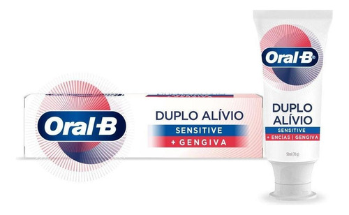 Pasta de dentes Oral-B Duplo Alívio Sensitive + Gengiva Creme Dental Com Fluor Duplo Alívio Sensitive  em creme  sem glúten 70 g