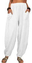 Comprar Pantalon Lino Pierna Ancha Para Mujer Talla Cintura Elastica
