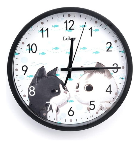 Reloj De Pared Con Tema De Gato Lindo Lokey Silencioso Sin T