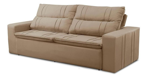 Sofá Retrátil Reclinável C Molas 1,50m Ester Suede Cappucino