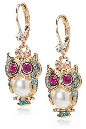 Pendientes Colgantes Búho De Perlas Betsey Johnson