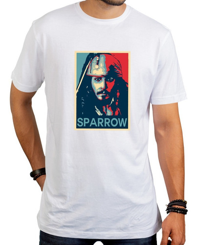 Imagen 3 de 6 de Remera Blanca Piratas Caribe Jack Sparrow Cine Unsex Y Ninos