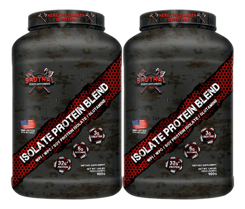 2x Whey Isolate Protein Blend 900g Cada - Bruthal Sports Sabor Chocolate